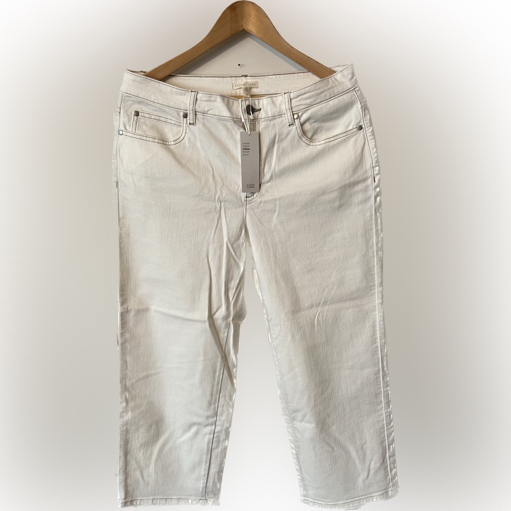 Eileen Fisher undyed organic cotton stretch denim. Size 12.